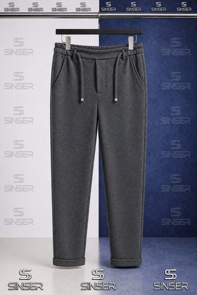 SS SİNSER Unisex Kids' Tarz Plain Trousers with Elastic Waist and Lycra Cuffe...