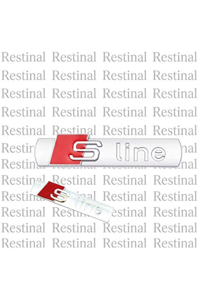restinal Audi S Line Uyumlu Krom Metal Bagaj ve Çamurluk Arması - 3D Kabartma...