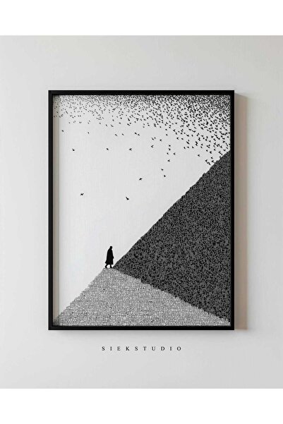 NinaStore Minimalist Figür Manzara Çizgi Sanatı Yazdırılabilir Modern Siyah B...