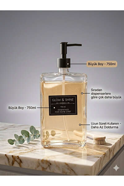 SERRA HOME 750ml Cam Sıvı Sabunluk Büyük Boy