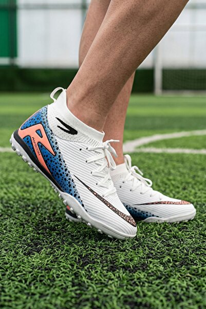 LALİGA White Black Blue Patterned Semi-Professional Men's Soccer Shoes with S...