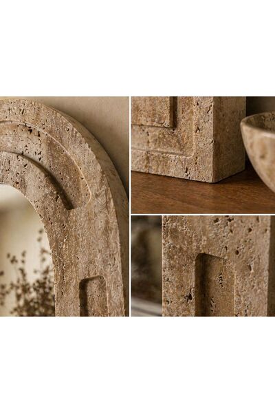 Modestmar Traverten Doğal Taş Dekoratif Ayna – Rusticana Seri 40x60cm