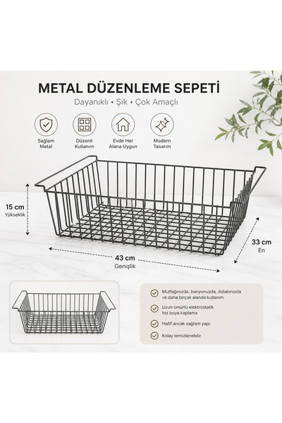 SUMUAS Metal Organizer Sepet – Çok Amaçlı Tel Sepet | Dolap İçi, Mutfak & Ban...