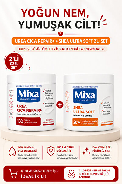 MİXA Yoğun Nem & Onarıcı Cilt Bakım Seti Urea Cica Repair+ + Shea Ultra Soft ...