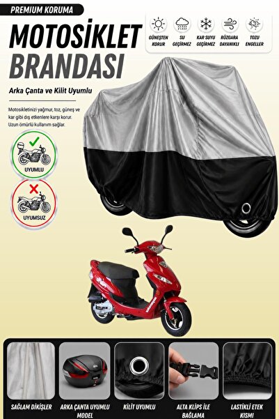 Cemku Double Gray Top - Black Bottom, Rear Bag Compatible Asian Polo 50 Motor...