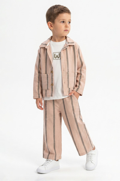 Womi Kids طقم تي شيرت للأولاد مكون من 3 قطع مع سترة وبنطلون واسع الساق