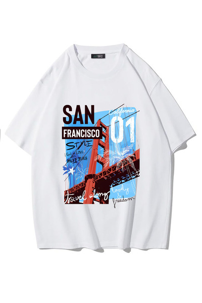 BRZ COLLECTION Tricou unisex supradimensionat cu imprimeu frontal San Francis...