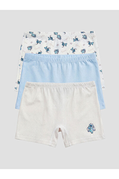 LC Waikiki Stitch Printed Girls' Boxer Shorts 3-Piece Set