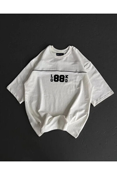 Efnaz style Unisex Crew Neck Printed Oversize T-Shirt - White