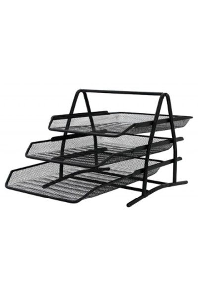 Q-Connect Set 3 tavite metalice Mesh, suprapozabile, - negru