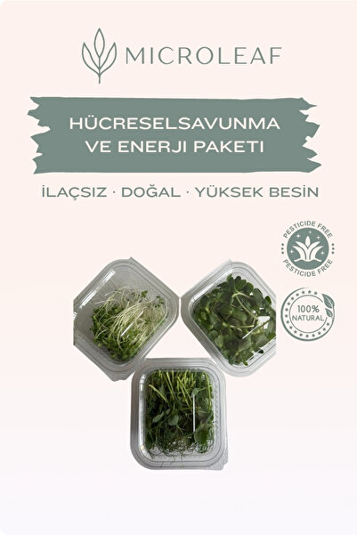 MICROLEAF Hücresel Savunma ve Enerji 3'lü Paket - Ayçiçeği, Bezelye ve Brokol...