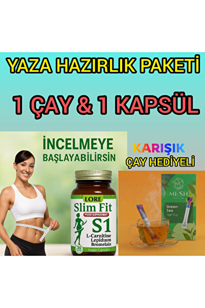 LORE LIFE SLİMFİT S1 30KP VE ÇAY HEDİYELİ LCARNİTİN VE LEPİDİUM,BROMALEİN içe...