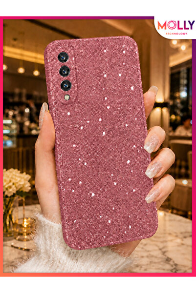 Molly SAMSUNG GALAXY A70 Uyumlu Koyu Gül Kurusu Berry Parıltılı ve Işıltılı P...