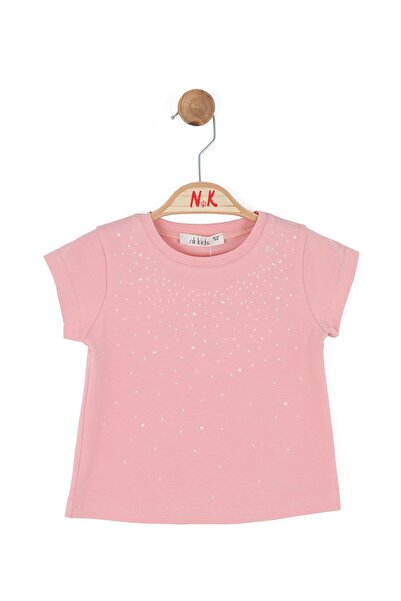 nk kids Nk Baby Girl Pearl Detailed Cotton T-Shirt 1-4 Years Old Pink