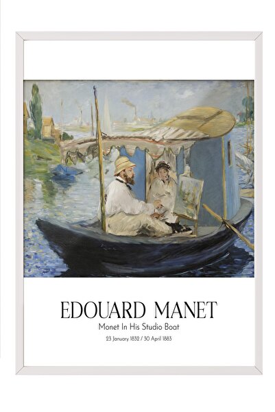 Postifull Edouard Manet - Monet u svom čamcu u ateljeu, slika sa belim okviro...