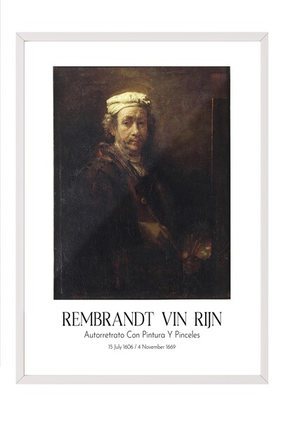 Postifull Rembrandt Vin Rijn - Autoportret sa bojom i četkicama, Slika sa bel...