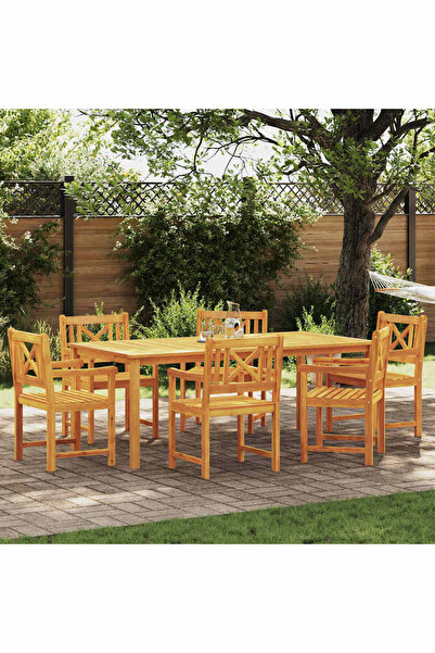 vidaxl Set de masa pentru gradina 7 pcs Maro Lemn Solid de Acacia
