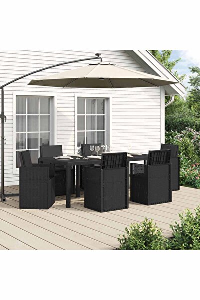 vidaxl Set de masa pentru gradina cu perna 7 pcs Antracit PP