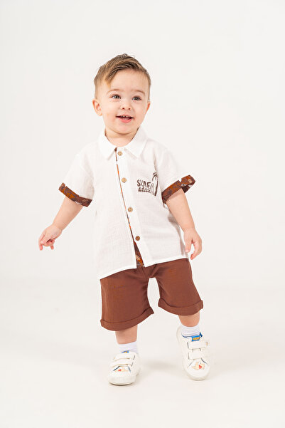 JNF kids Baby Boy Summer Muslin Shirt Shorts 2-Piece Set
