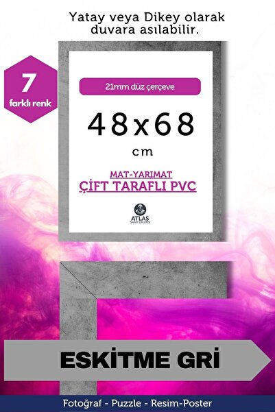 Atlas Sanat Galerisi 21mm-48x68 Cm Mat Pvc Li Camsız Fotoğraf Puzzle Belge Çe...