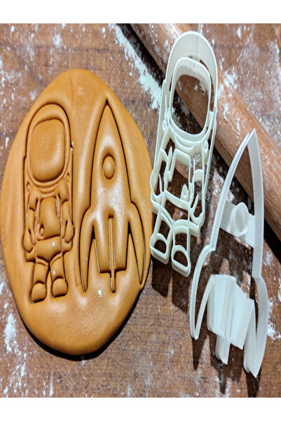 LİYA3D Astronaut and Rocket Cookie Cutter Set – 3D Printing Biscuit & Dough S...
