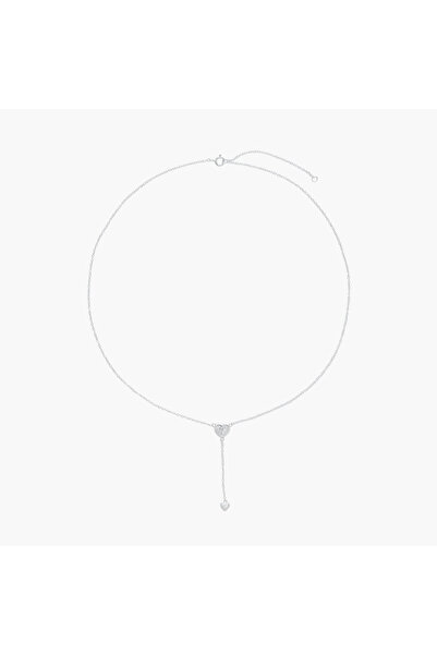 Lifestyle Silver Tone Necklace with Heart Drop Pendant