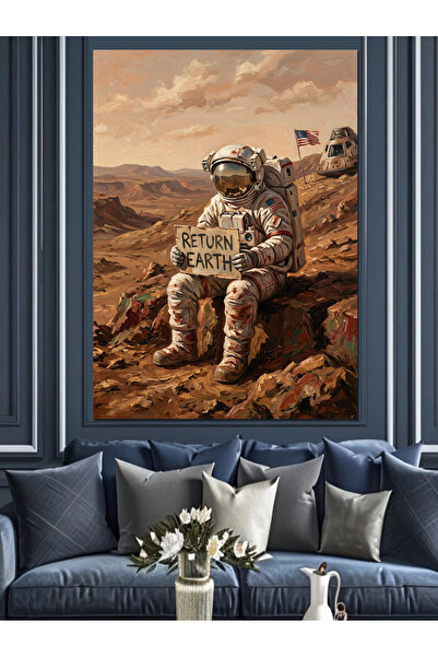 Artmeg Lonely Astronaut Sitting on the Martian Surface Decorative Canvas - Md...