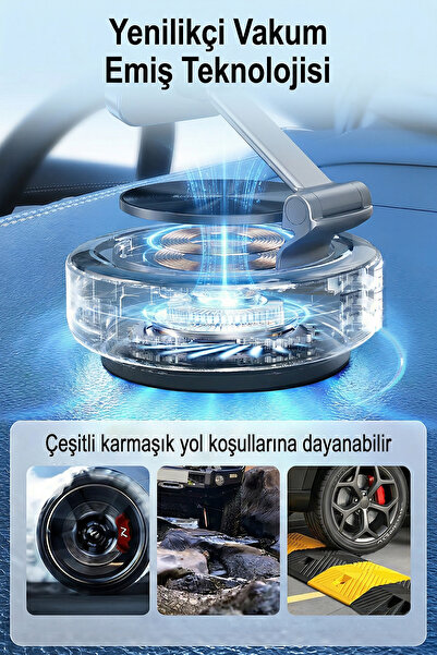 mimtec Manyetik Araç İçi Telefon Tutucu - 360 Dönebilen Vakumlu MagSafe Telefon Tutucu Halka Hediye