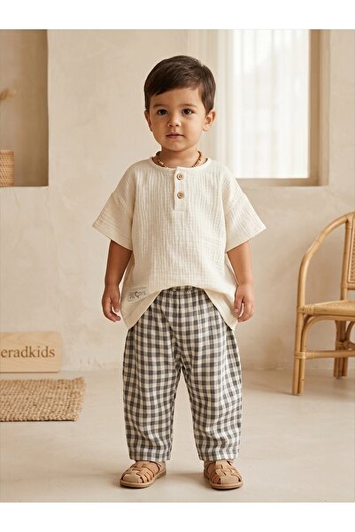 eradkids Organik Pamuk Erkek Bebek Oversize Müslin Takım – Nefes Alan Yazlık