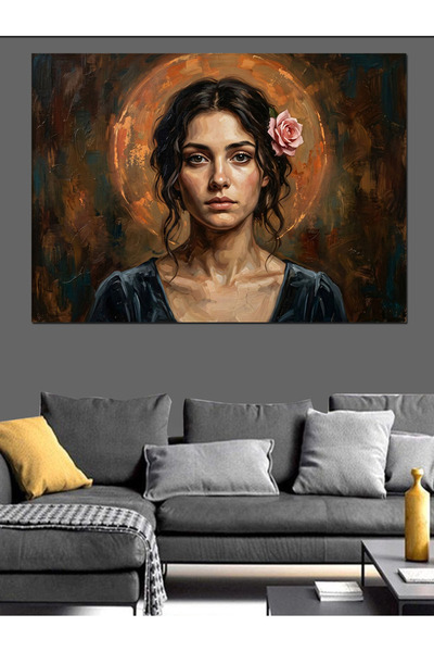 Artmeg Portret clasic de femeie și pânză decorativă Hale - Tablou din lemn MDF