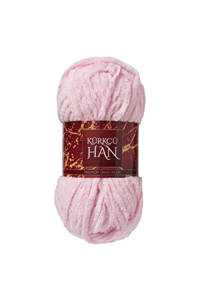 Kürkçü Han Lüks Kadife 100gr 60m El Örgü İpi Pudra Pembe