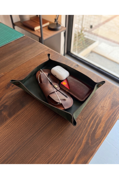 BUO Leather Hakiki Deri Masa Düzenleyici Valet & Organizer Tepsi (EDC Tray)