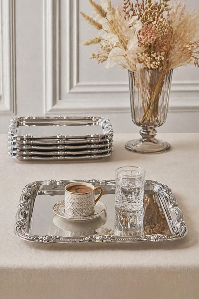 Kitchen Life 6-Piece Stainless Steel Square Silver Motif Patterned Coffee Pre...