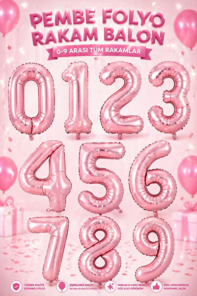 Öz-bal Pembe 76 CM Büyük Boy Rakam Balon – Folyo Yaş Balonu Doğum Günü Parti ...