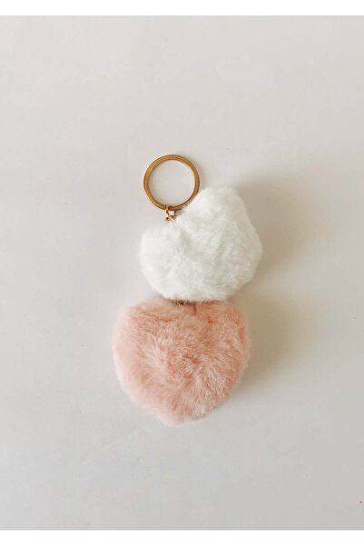 Halley Concept Double plush heart charm keychain white yavruağzı - bag orname...