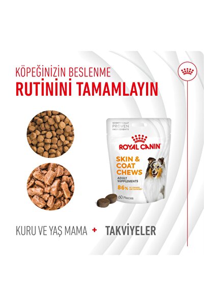 Royal Canin Skin&Coat Chews Deri ve Tüy Sağlığını Destekleyen Tamamlayıcı Ödül Maması 240g