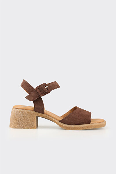 Elle Shoes Kahve Deri Kadın Sandalet
