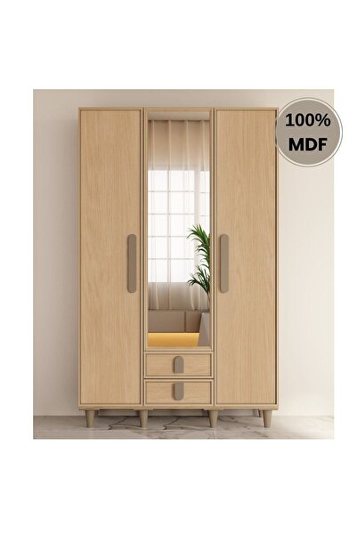 comiet Karanfil 3 Kapak Mdf Ayaklı Tasarım Gardırop