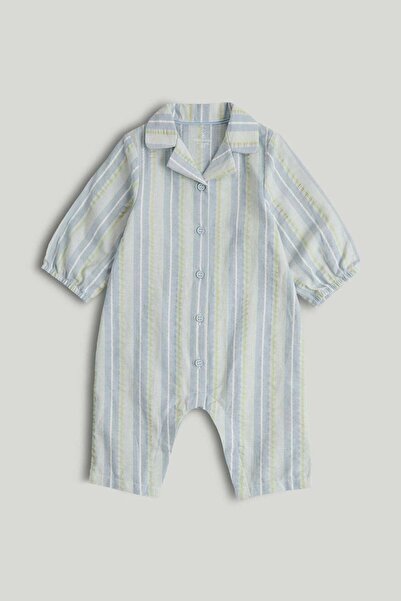 MOTHERCARE بيجامة قطنية مخططة بقطعة واحدة