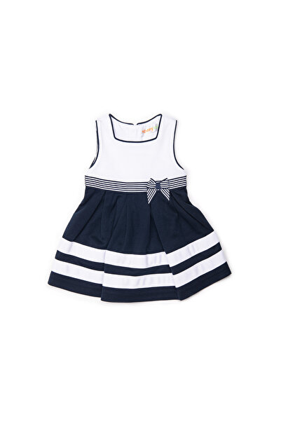 Babybol Rochie vara fetite, banda alba fusta, fundita aplicata, alb/navy, brand