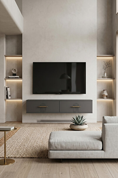 zetuna home TDA1215A DUVARA MONTAJ TV STAND, TV RAFI ANTRASİT 120CM