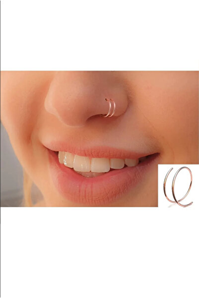 Öte Beri Öteberi Çift Görünümlü Tek Delik Kullanım Rose Gold Burgu 1 Adet Hal...