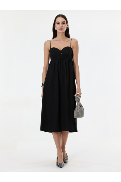 ORSAY Rochie midi neagră de damă cu aplicații