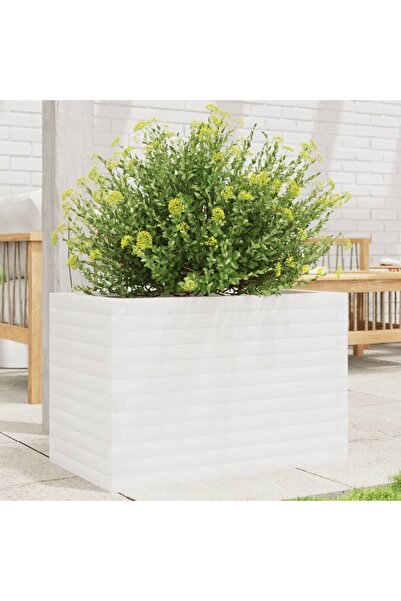 vidaxl Jardiniera de gradina, alb, 70x40x45,5 cm, lemn masiv de pin
