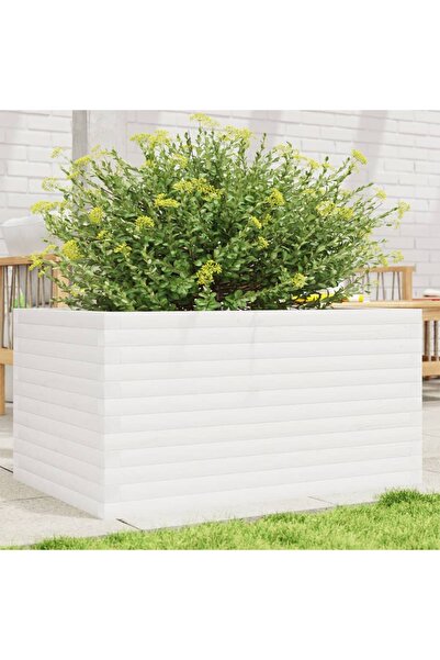 vidaxl Jardiniera de gradina, alb, 90x60x46 cm, lemn masiv de pin