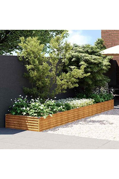 vidaxl Strat inaltat de gradina, 482x100x36 cm, otel corten