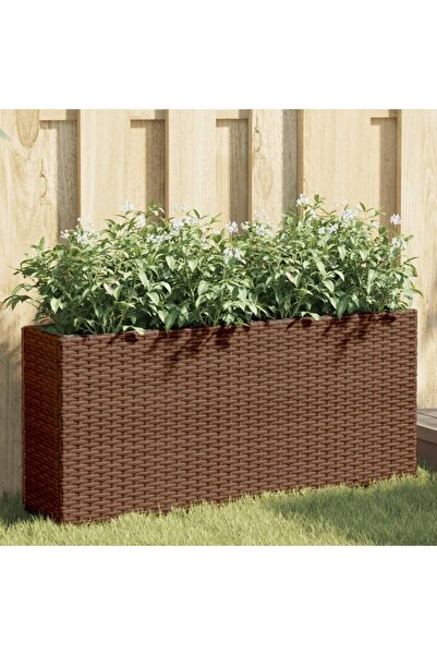 vidaxl Jardiniere gradina 2 ghivece 2 buc. maro, 90x20x40 cm poliratan