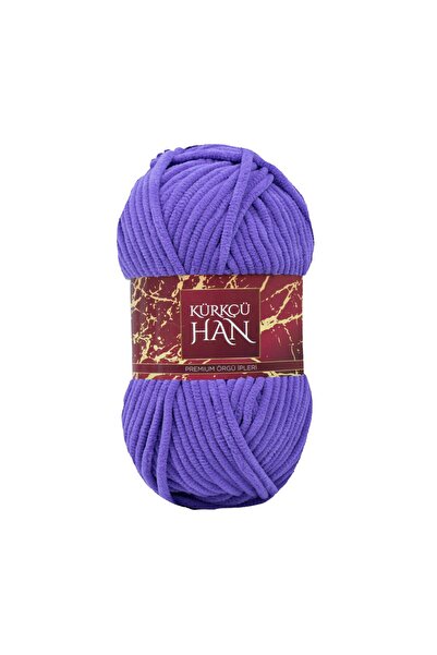 Kürkçü Han Kadife Örgü İpi 50gr %100 Polyester Yumuşak Pofuduk Koyu Lavanta
