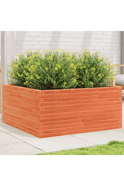 vidaxl Jardiniera gradina, maro ceruit, 100x100x46 cm, lemn masiv pin