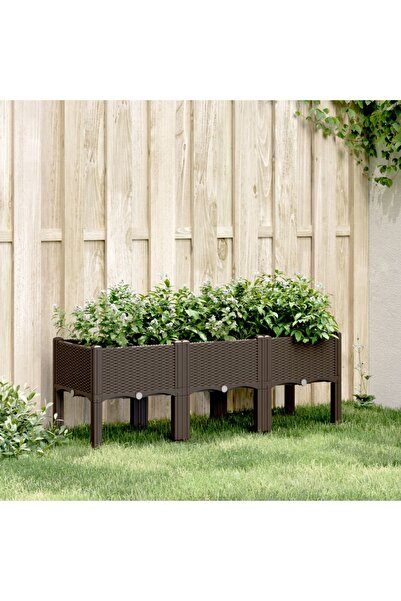 vidaxl Jardiniera de gradina cu picioare, maro, 120x40x42 cm, PP